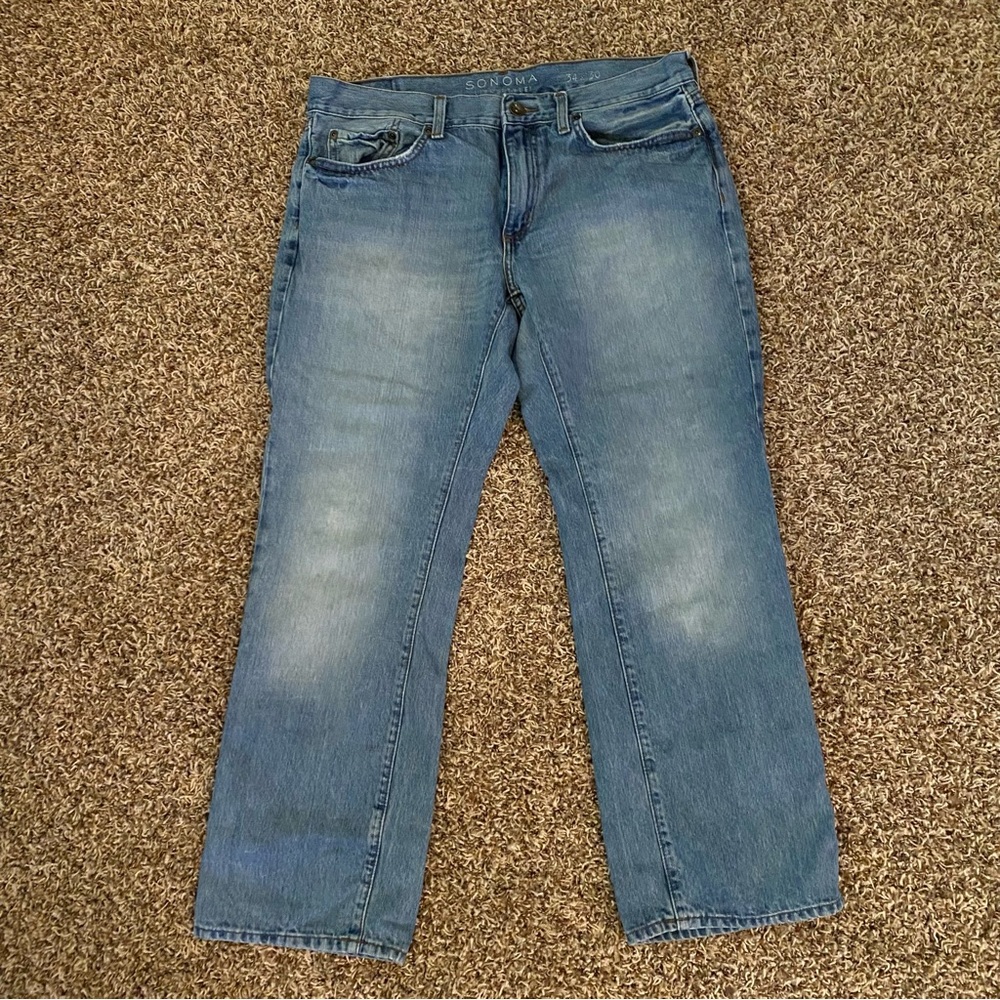 Sonoma Men's Flexwear Blue Jeans Size 34x30 13 Rise Straight Leg Medium Wash